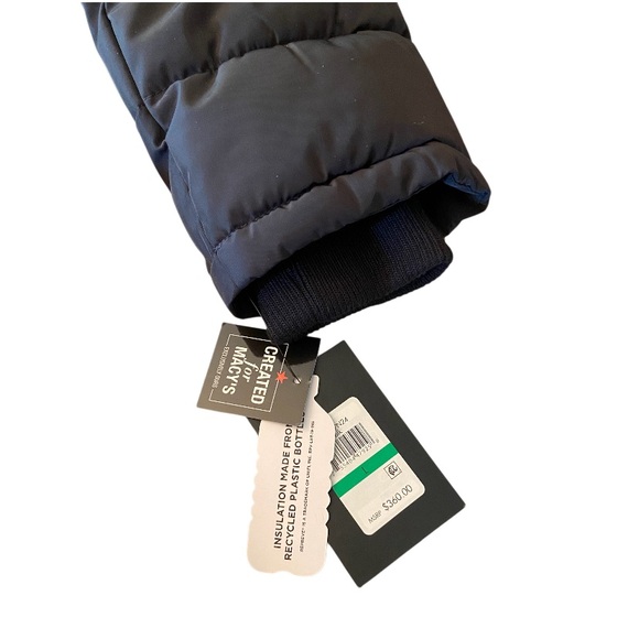 NWT DKNY BLACK BIBBED SHAWL COLLAR HOODED PUFFER SIZE LARGE - Picture 3 of 10